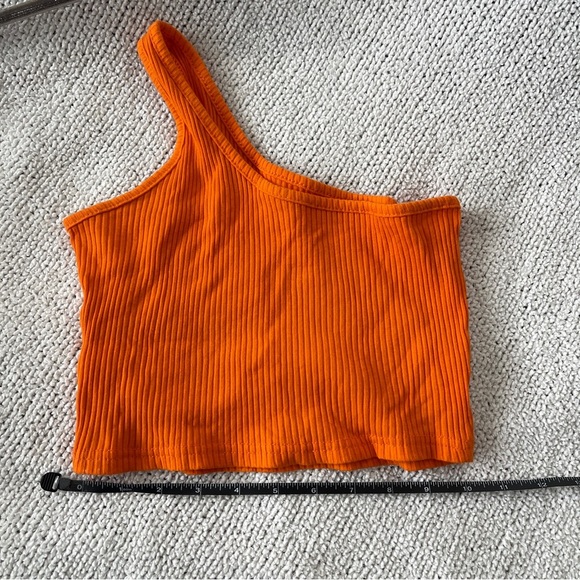 Orange One-Shoulder Ribbed Top XS - Picture 3 of 5